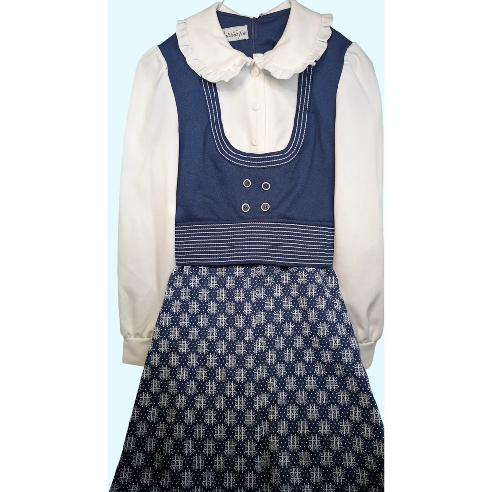 Patricia Fair Womens 1970s Dirndl Maxi Dress Prairie Novelty Tic Tac Toe  Small